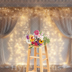 Aperturee - Aperturee Yellow Light Glitter White Curtain Christmas Backdrop