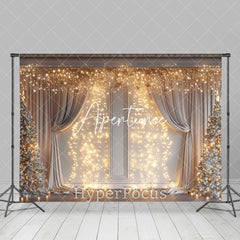 Aperturee - Aperturee Yellow Light Glitter White Curtain Christmas Backdrop