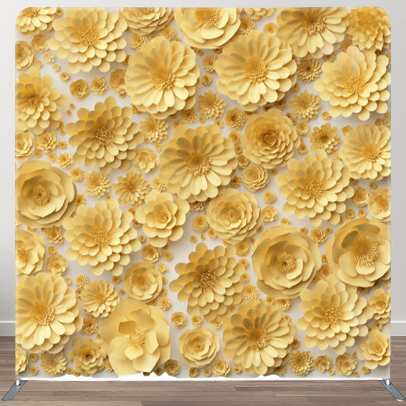 Aperturee - Aperturee Yellow Paper Flower Backdrop Cover For Party Decor