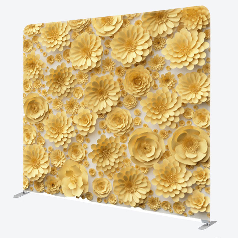 Aperturee - Aperturee Yellow Paper Flower Backdrop Cover For Party Decor