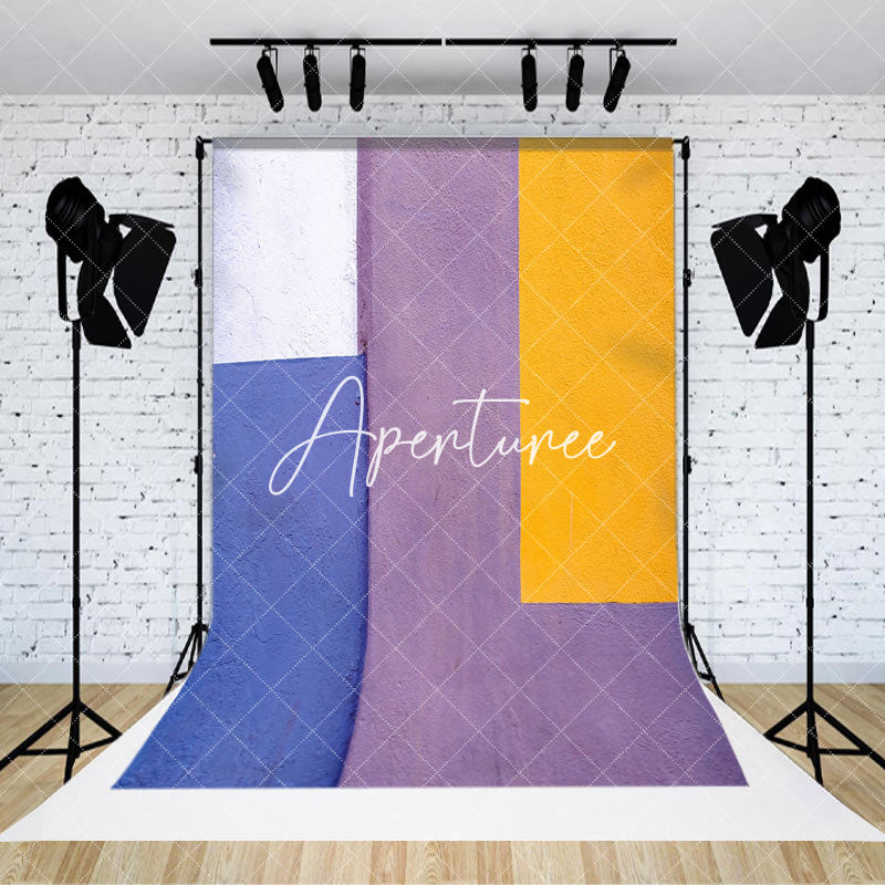 Aperturee - Aperturee Yellow Purple Blue White Spliced Fine Art Backdrop