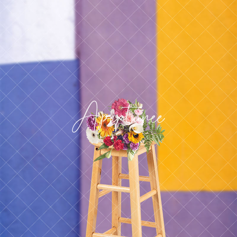 Aperturee - Aperturee Yellow Purple Blue White Spliced Fine Art Backdrop