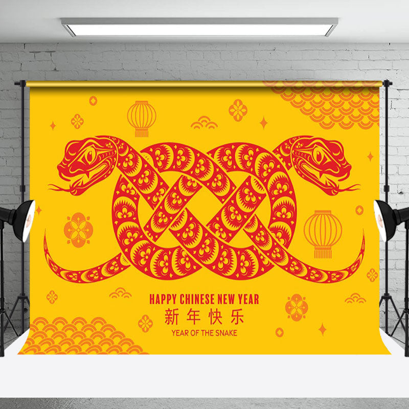 Aperturee - Aperturee Yellow Red Zodiac Snake Chinese New Year Backdrop