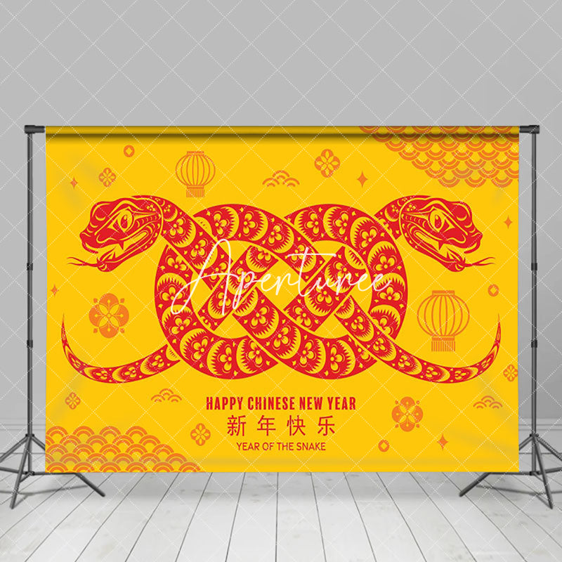 Aperturee - Aperturee Yellow Red Zodiac Snake Chinese New Year Backdrop