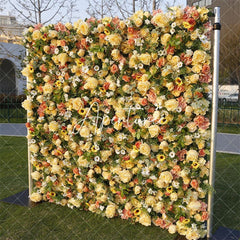 Aperturee - Aperturee Yellow Rose Artificial Flower Wall Panels Wholesale