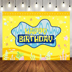 Aperturee - Aperturee Yellow Undersea Plant Bubbles Happy Birthday Backdrop