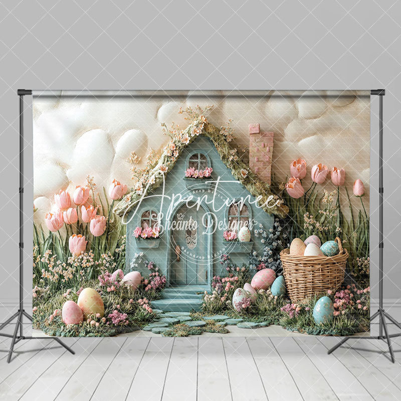 Aperturee - Aperturee Yellowish Wall Green House Spring Easter Backdrop