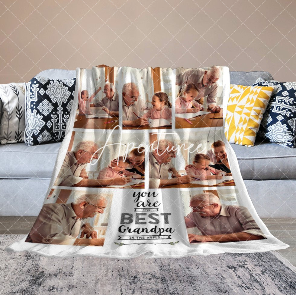 Aperturee - Aperturee You Best Grandpa In The World Custom Photo Blanket