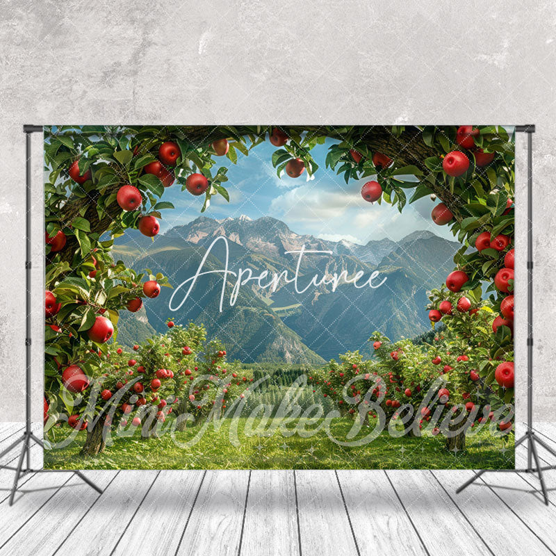 Aperturee - Apple Orchard Arch Mountain Spring Photo Backdrop