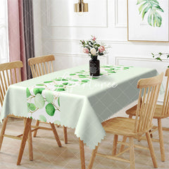 Aperturee - Aqua Green Leaves Branch Spring Rectangle Tablecloth