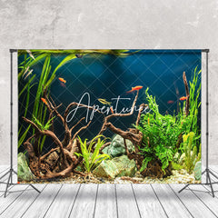 Aperturee - Aquarium Green Natural Seaweed Stones Fish Backdrop