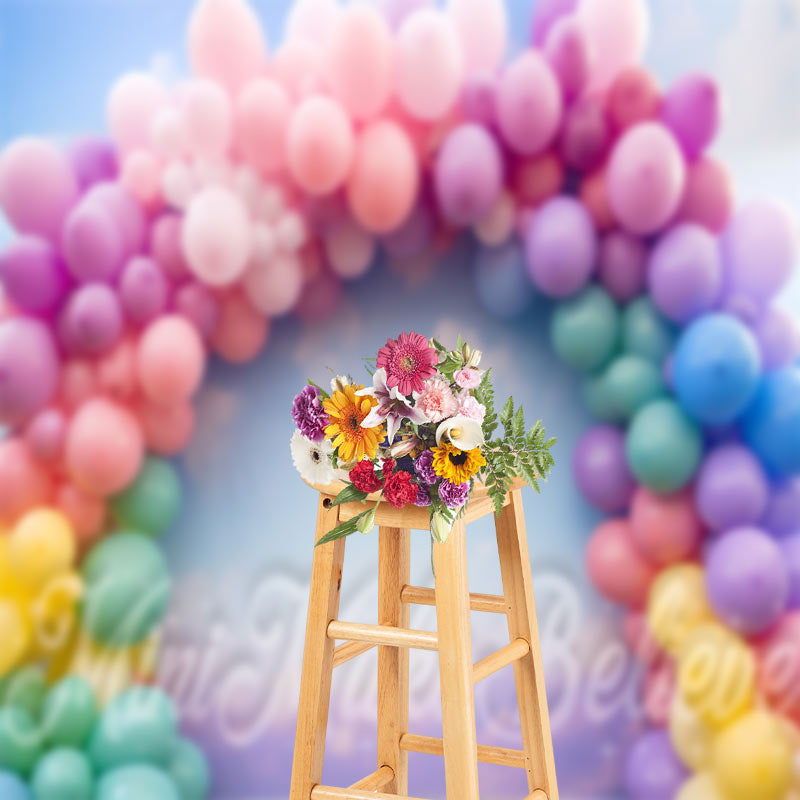 Aperturee - Arch Balloon Blue Sky Birthday Cake Smash Backdrop