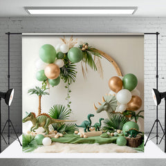 Aperturee - Arch Balloon Jungle Dinosaur Safari Photo Backdrop