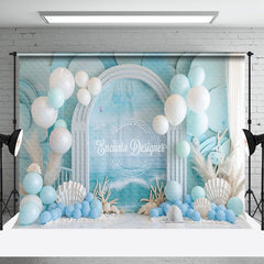 Aperturee - Arch Blue Balloon Summer Coastal Cake Smash Backdrop