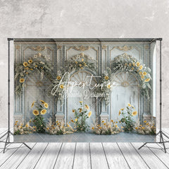 Aperturee - Arch Floral White Luxury Retro Wall Wedding Backdrop