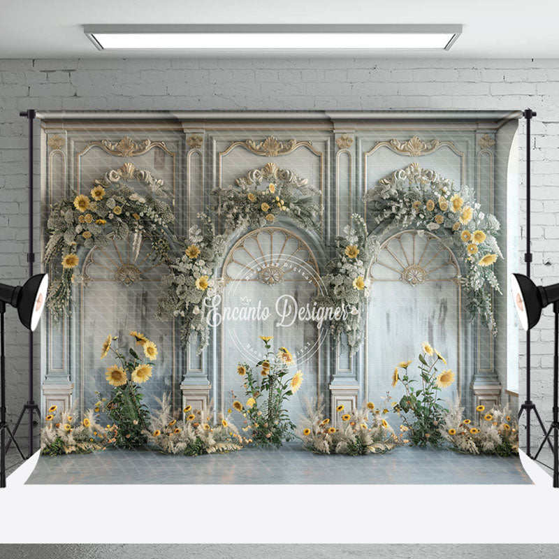 Aperturee - Arch Floral White Luxury Retro Wall Wedding Backdrop