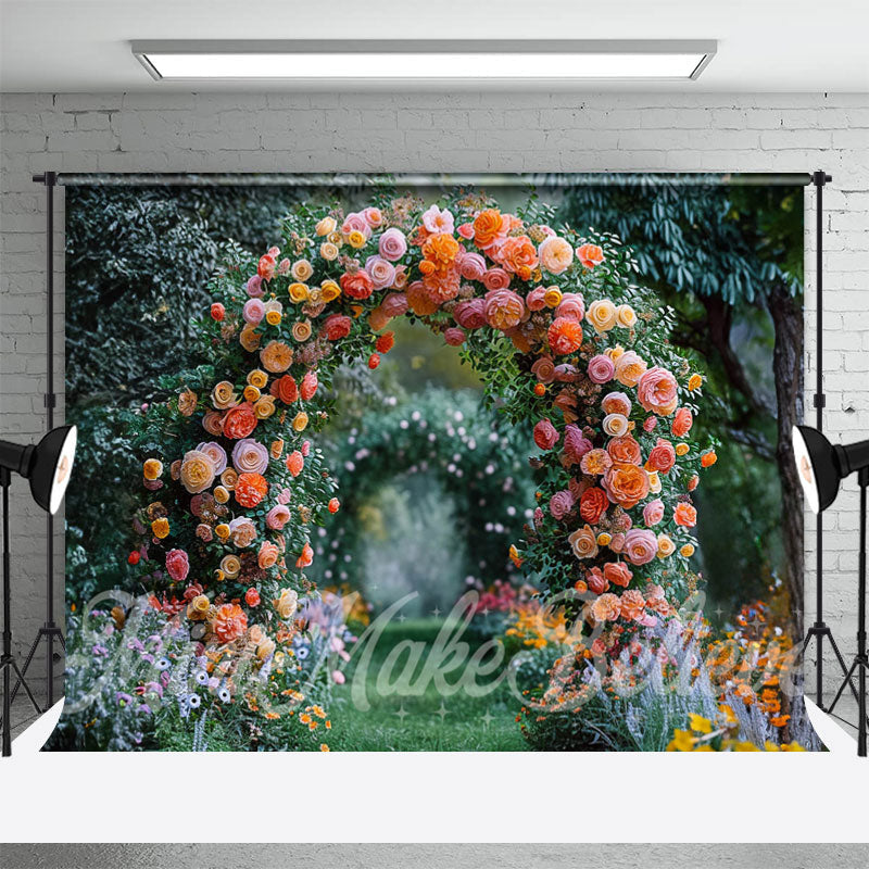 Aperturee - Arch Flowers Green Space Wedding Backdrop For Event