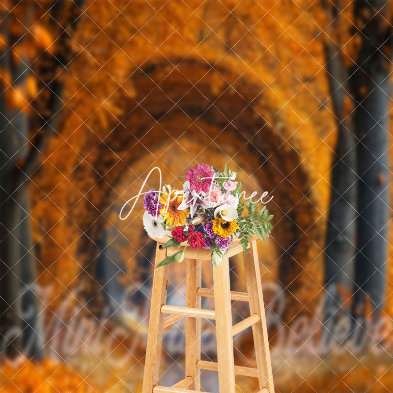 Aperturee - Arch Orange Leaves Brunch Autumn Backdrop For Photo