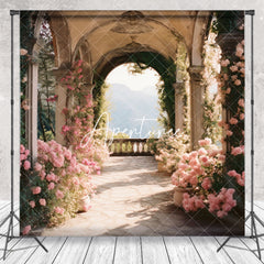 Aperturee - Arch Pink Floral Spring Backdrop For Photography