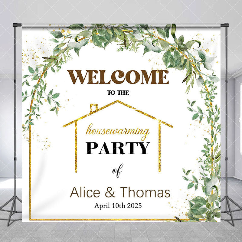 Aperturee - Arch Plant Custom Name Housewarming Party Bakdrop