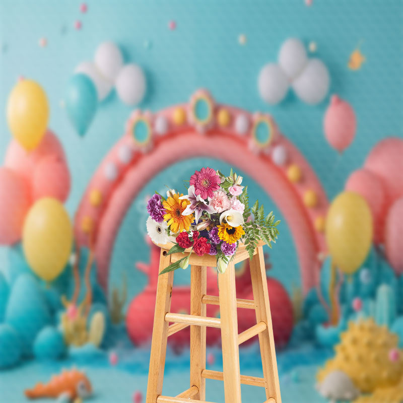 Aperturee - Arch Submarine Balloon Birthday Cake Smash Backdrop