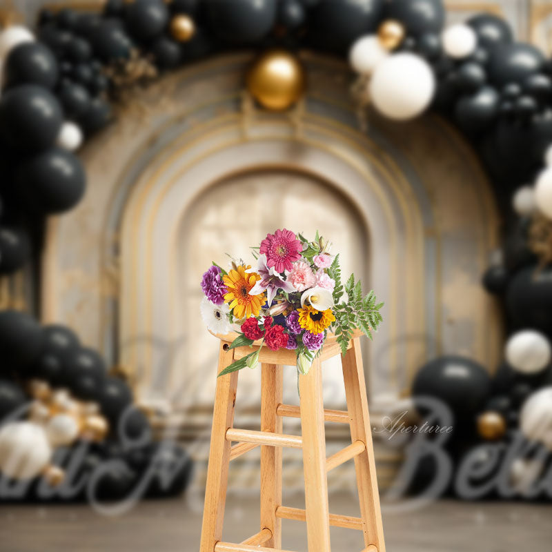 Aperturee - Arched Door Balloons birthday cake smash backdrops