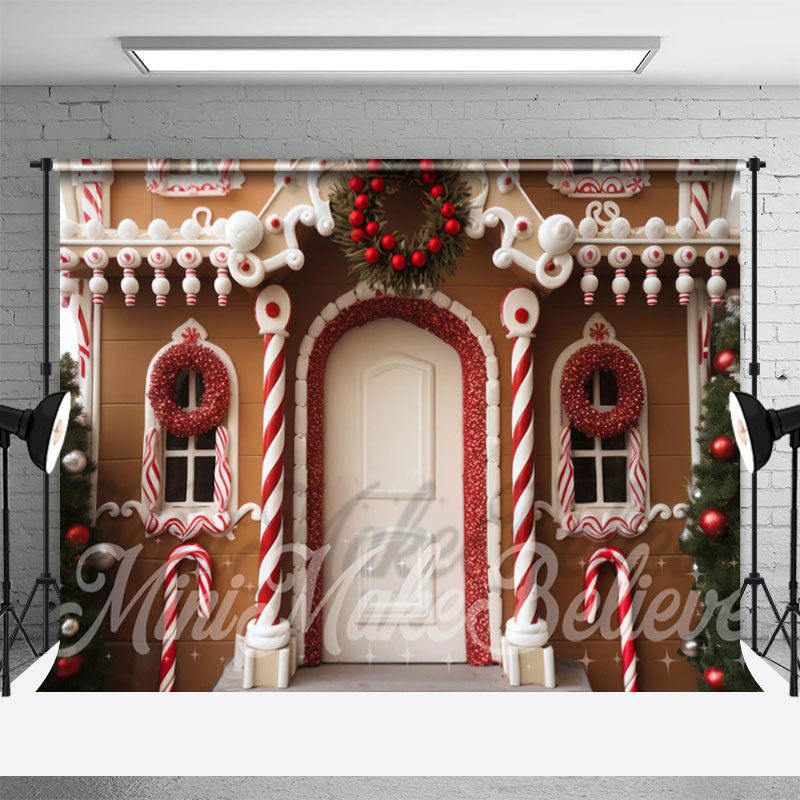 Aperturee - Arched Door House Christmas Backdrop For Photography