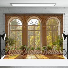 Aperturee - Arched Window Green Plants Indoor Spring Backdrop