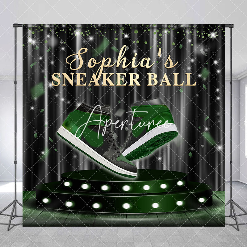 Aperturee - Army Green Sneaker Party Backdrop With Custom Name