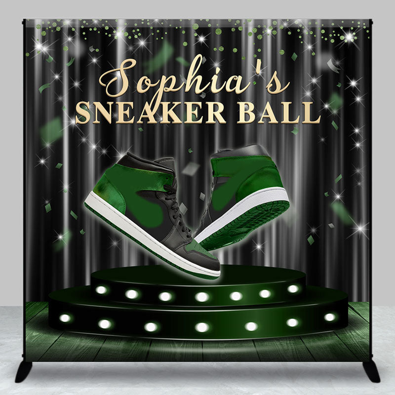 Aperturee - Army Green Sneaker Party Backdrop With Custom Name