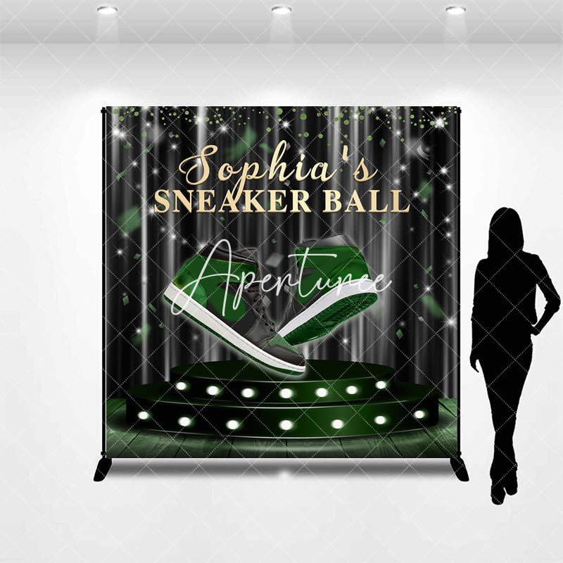 Aperturee - Army Green Sneaker Party Backdrop With Custom Name