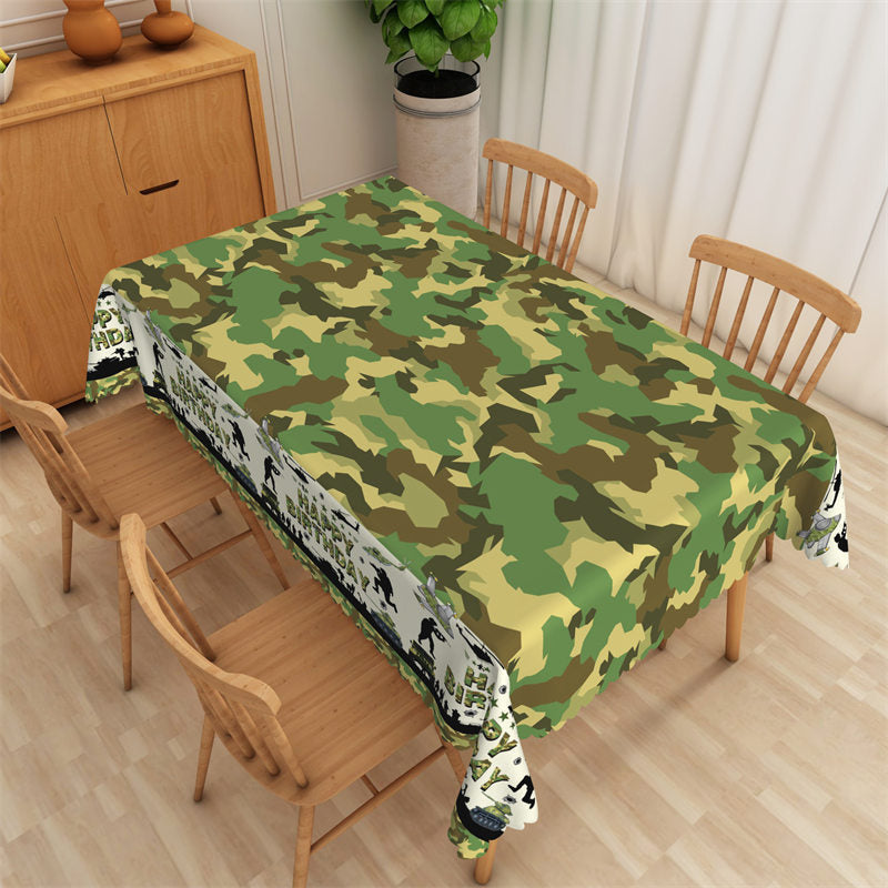 Aperturee - Army Green Soldier Pattern Rectangle Tablecloth