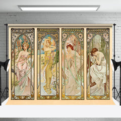 Aperturee - Art Nouveau Vinatge Elegant Female Mural Backdrop