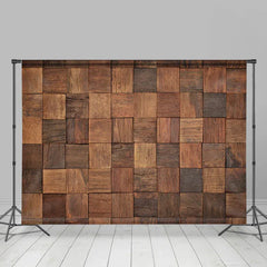 Aperturee - Artistic Brown Square Wood Block Photo Booth Backdrop