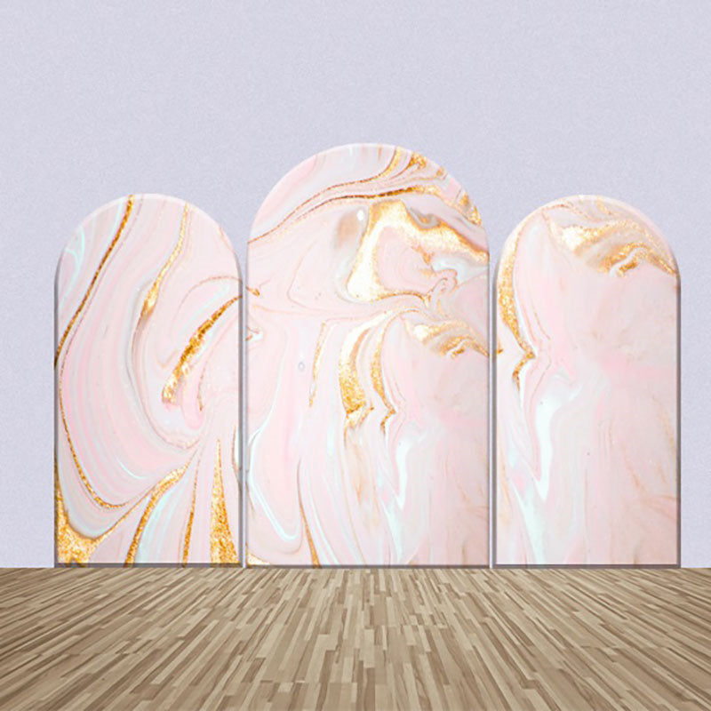 Aperturee - Artistic Pink Gold Marble Texture Arch Backdrop Kit