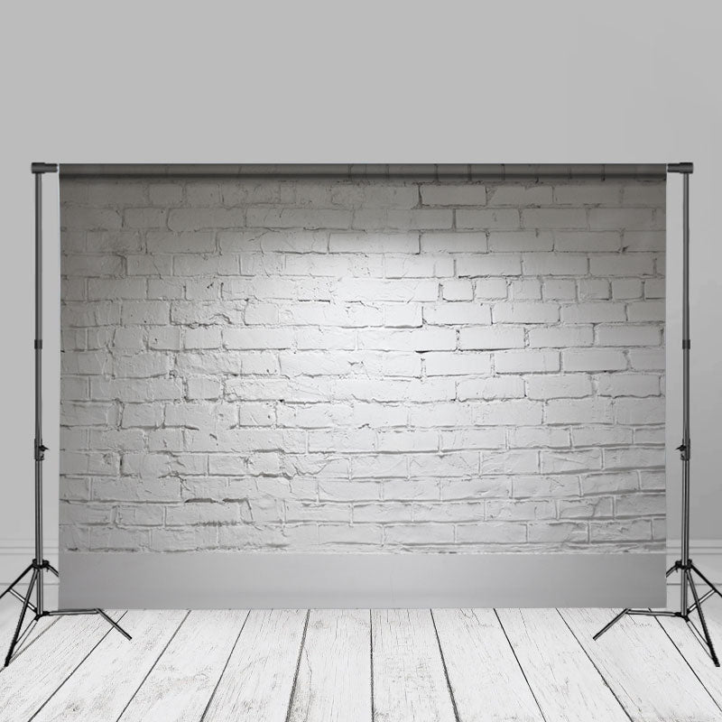 Aperturee - Artistic White Brush Brick Wall Photography Backdrop