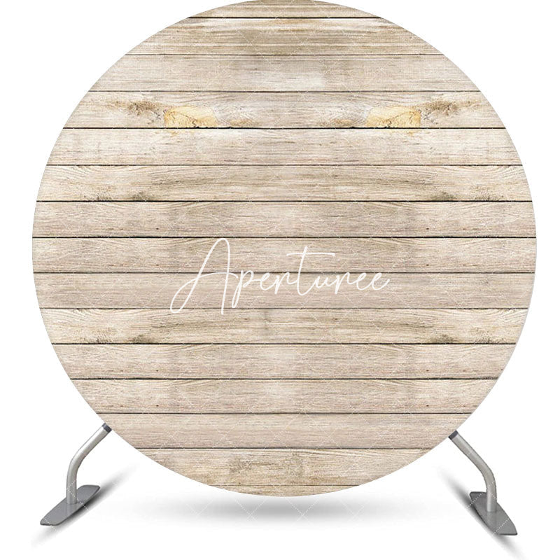 Aperturee - Artstic Plank Wooden Circle Backdrop For Birthday