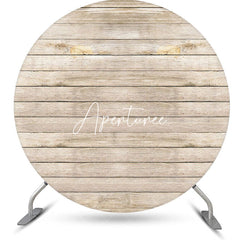 Aperturee - Artstic Plank Wooden Circle Backdrop For Birthday