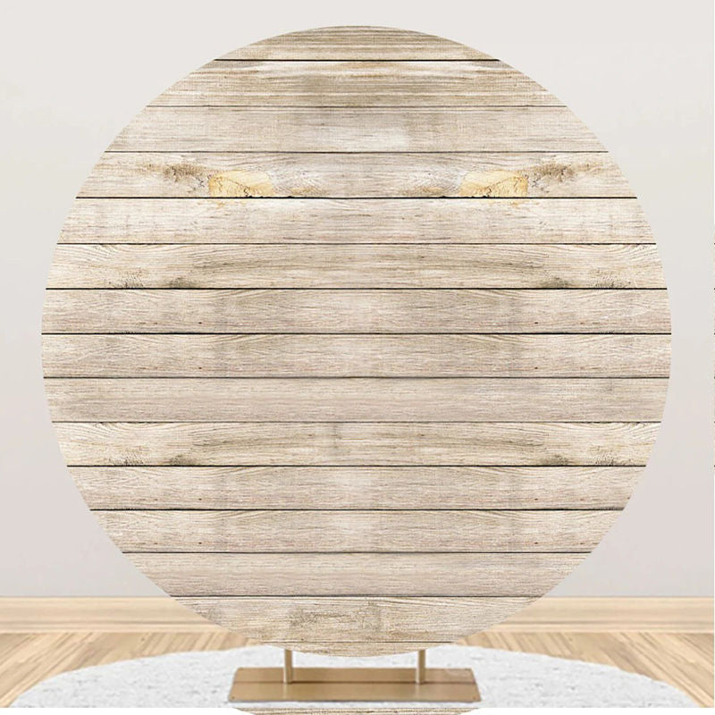 Aperturee - Artstic Plank Wooden Circle Backdrop For Birthday