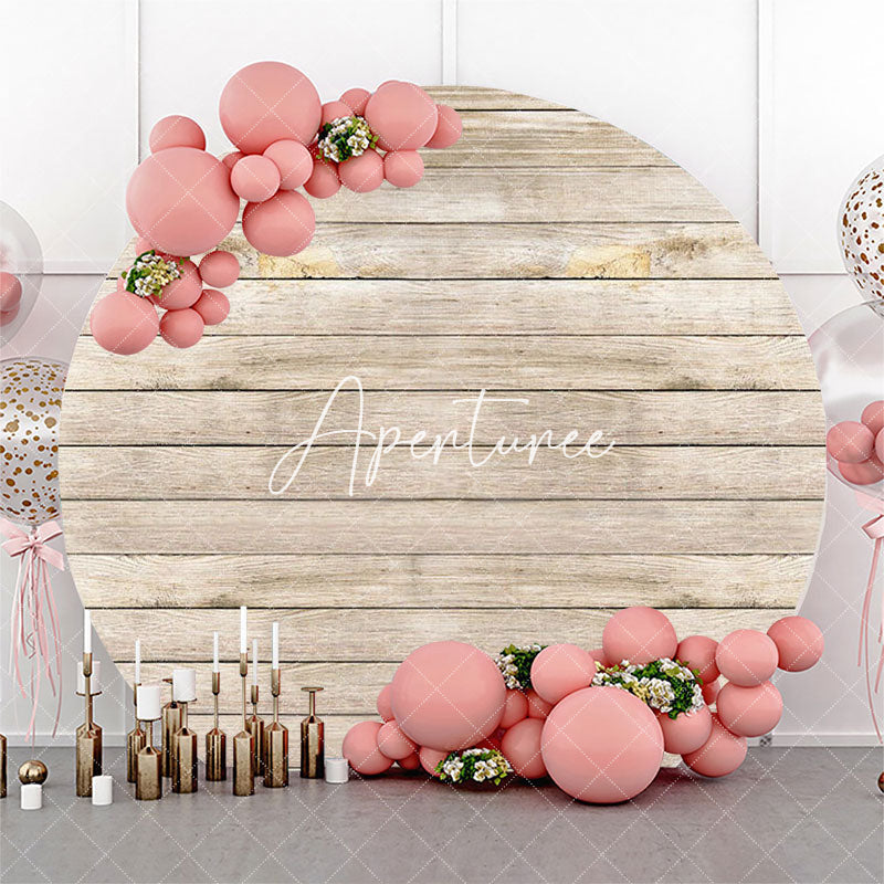 Aperturee - Artstic Plank Wooden Circle Backdrop For Birthday