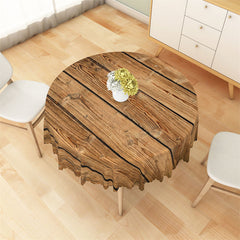 Aperturee - Assorted Brown Wooden Pattern Retro Round Tablecloth