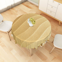 Aperturee - Assorted Gold Lines Sand Simple Round Tablecloth