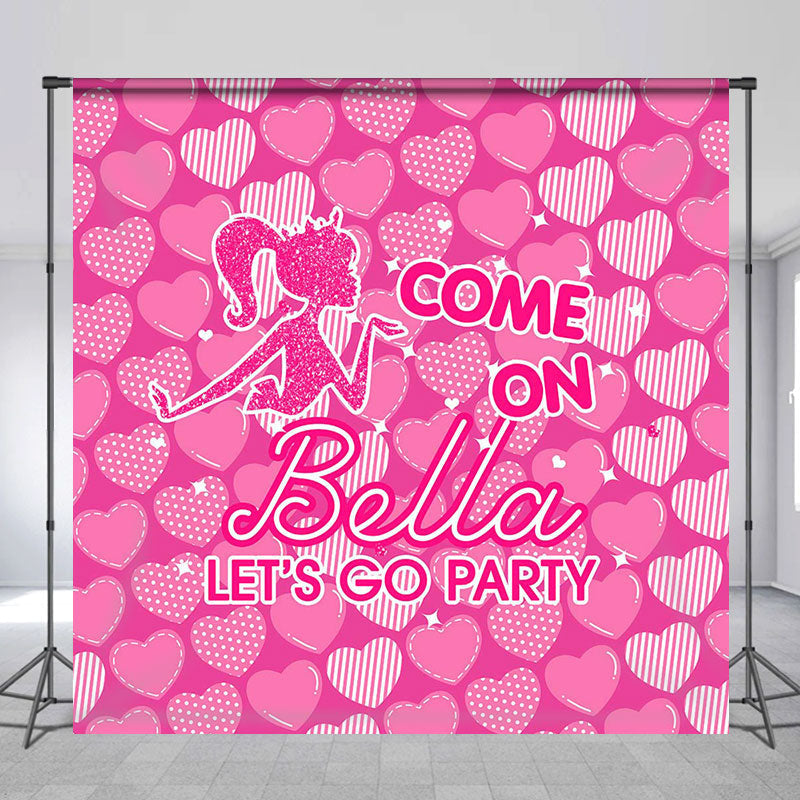 Aperturee - Assorted Pink Heart Custom Birthday Party Backdrop