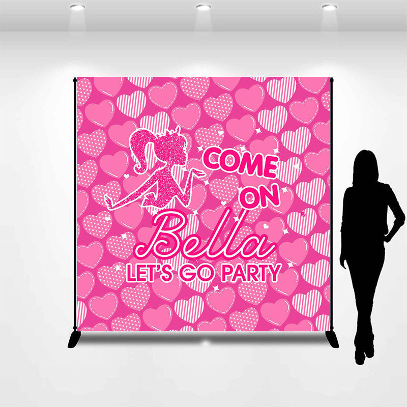 Aperturee - Assorted Pink Heart Custom Birthday Party Backdrop