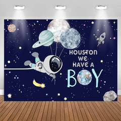 Aperturee - Astronaut Boy Baby Shower Backdrop for Photoshoot