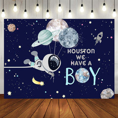 Aperturee - Astronaut Boy Baby Shower Backdrop for Photoshoot