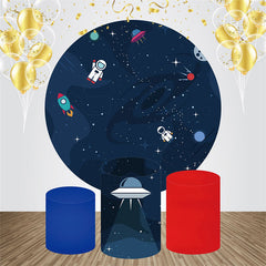 Aperturee - Astronaut Galaxy Round Happy Birthday Backdrop Kit