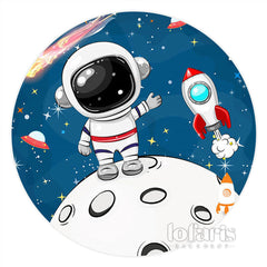 Aperturee Astronaut Star Comet Round Birthday Backdrop For Boy