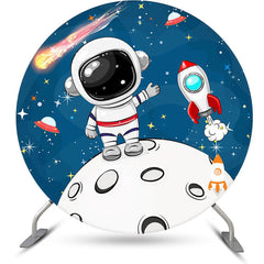 Aperturee Astronaut Star Comet Round Birthday Backdrop For Boy