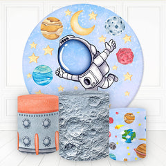 Aperturee Astronaut With Planet And Star Round Birthday Backdrop Kit